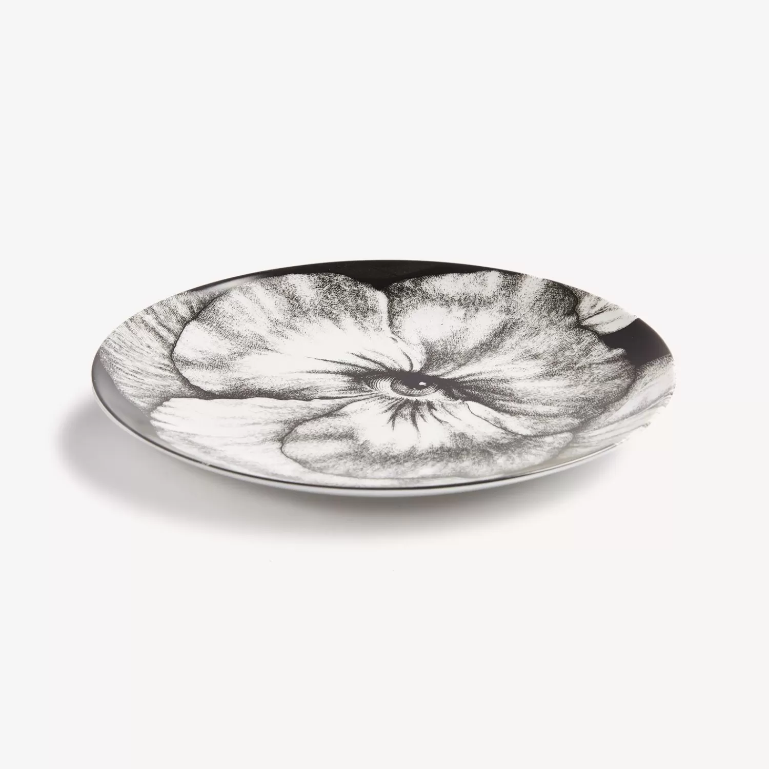 Flowers<Fornasetti Wall Plate Tema E Variazioni N.92 White/Black