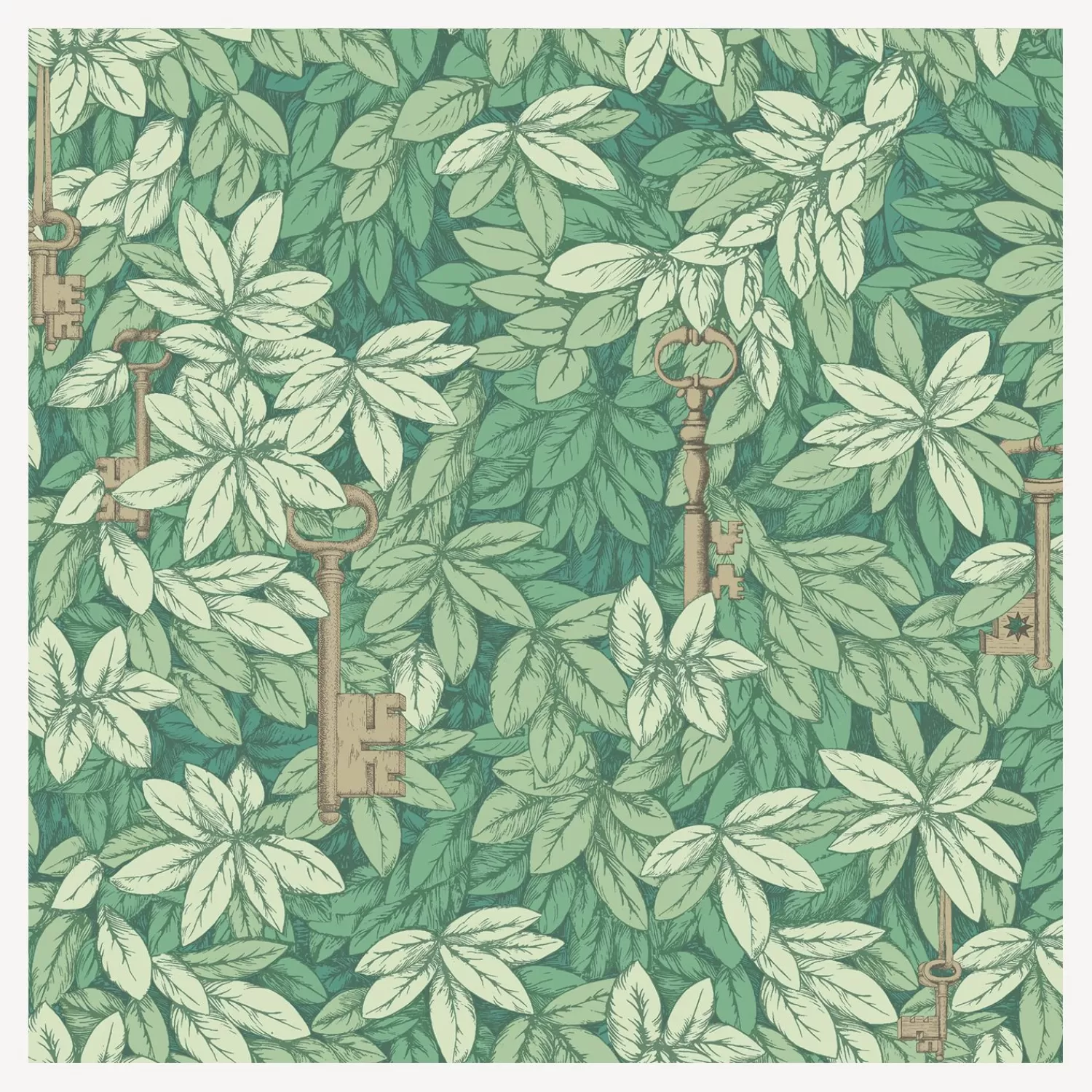 Wallpaper<Fornasetti Wallpaper Chiavi Segrete Leaf Green