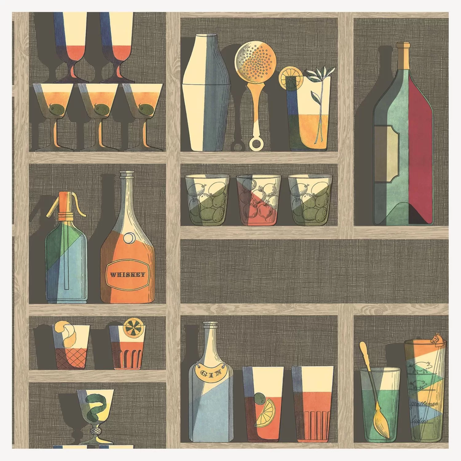 Wallpaper<Fornasetti Wallpaper Cocktails Multicolour