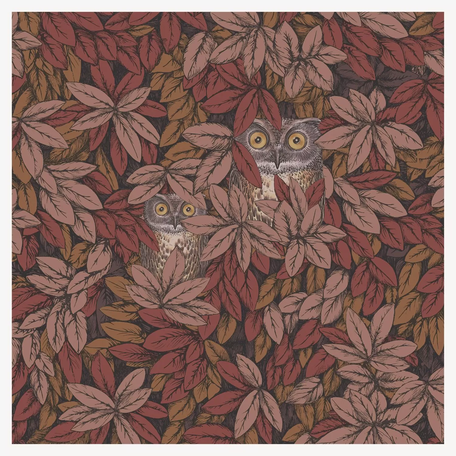 Wallpaper<Fornasetti Wallpaper Foglie E Civette Autumnal Leaves