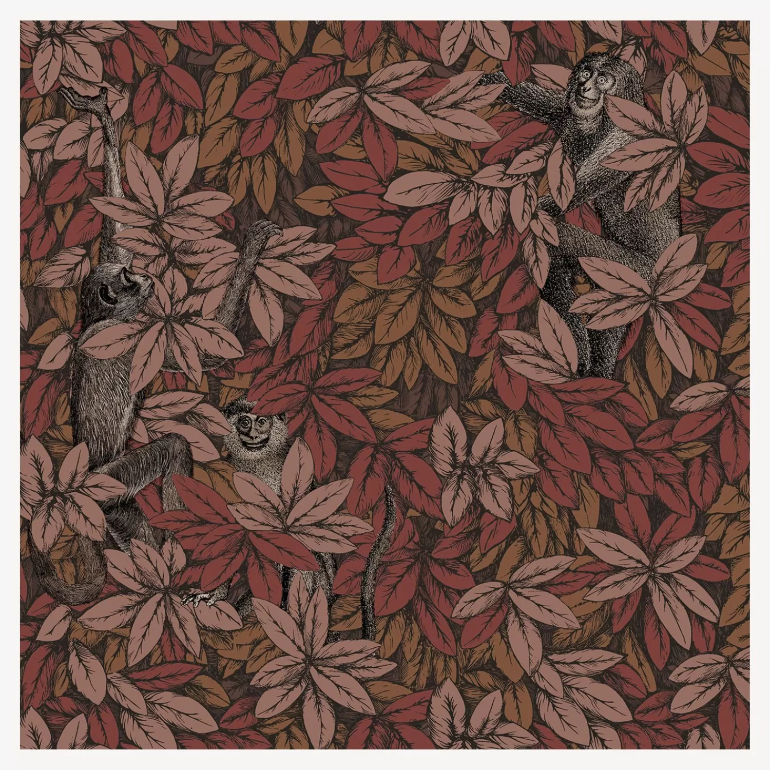 Wallpaper<Fornasetti Wallpaper Foglie E Scimmie Autumnal Leaves