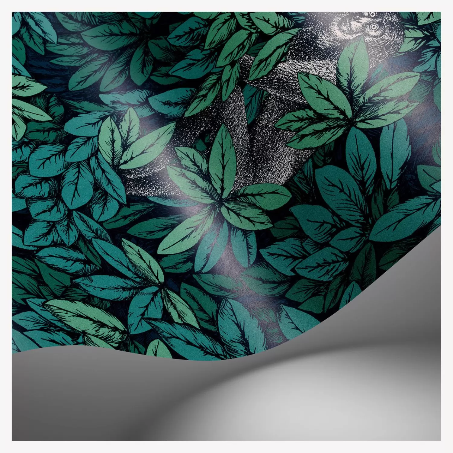 Wallpaper<Fornasetti Wallpaper Foglie E Scimmie Viridian