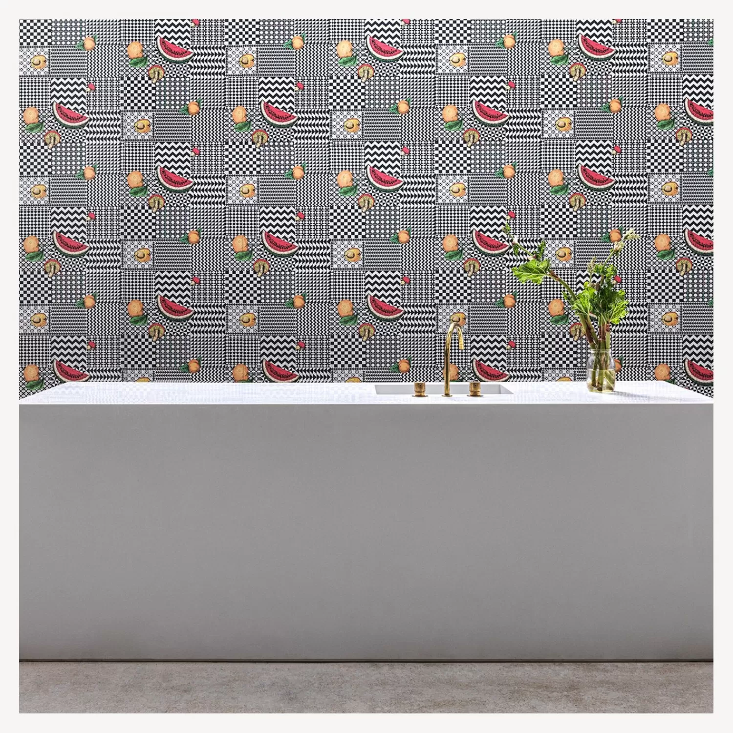 Wallpaper<Fornasetti Wallpaper Frutta E Geometrico Original