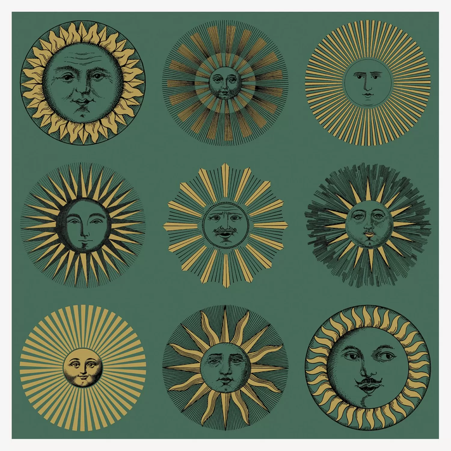 Wallpaper<Fornasetti Wallpaper Soli Emerald And Gold