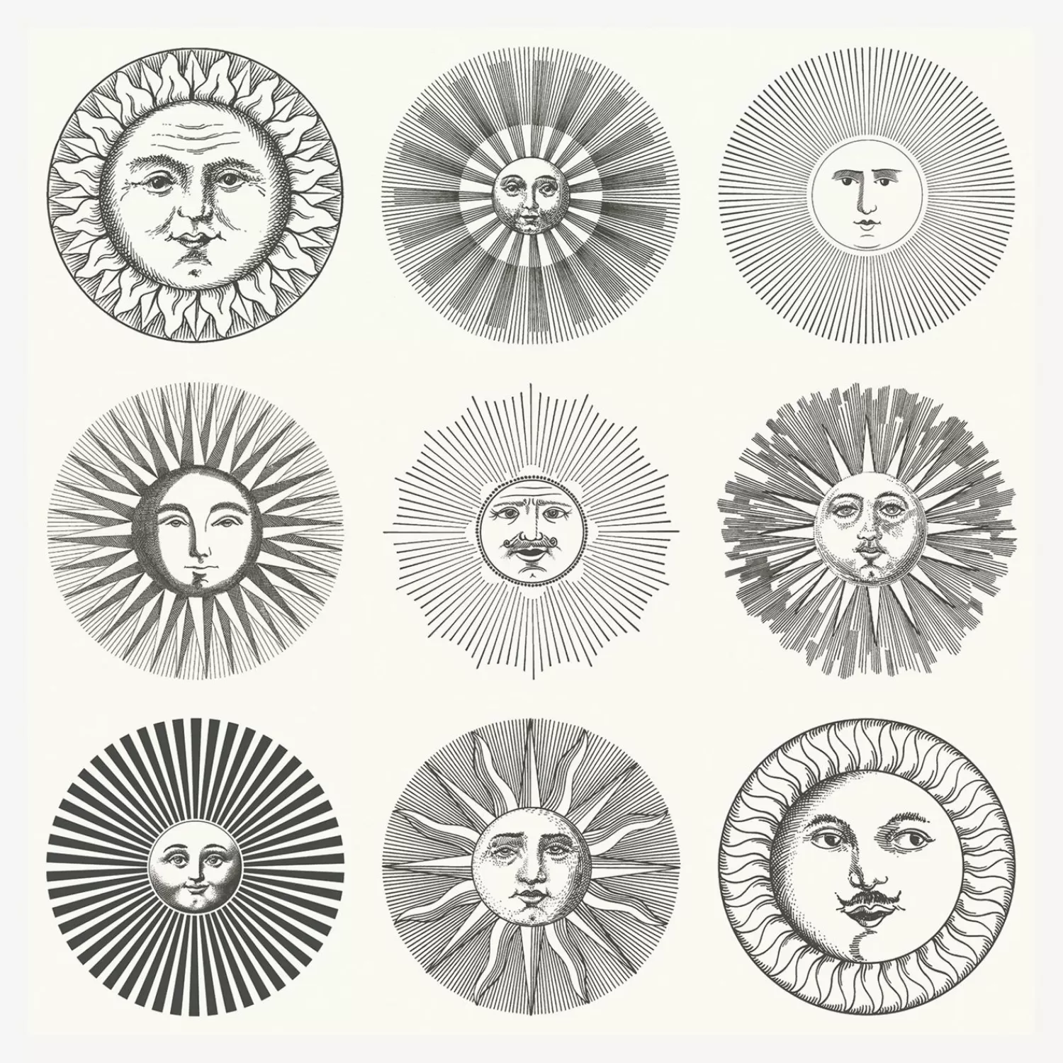 Wallpaper<Fornasetti Wallpaper Soli Black And White