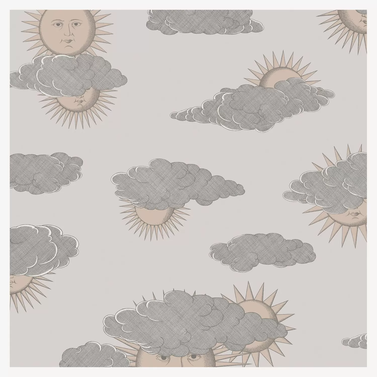 Wallpaper<Fornasetti Wallpaper Soli E Nuvole Beige And Soft Gold