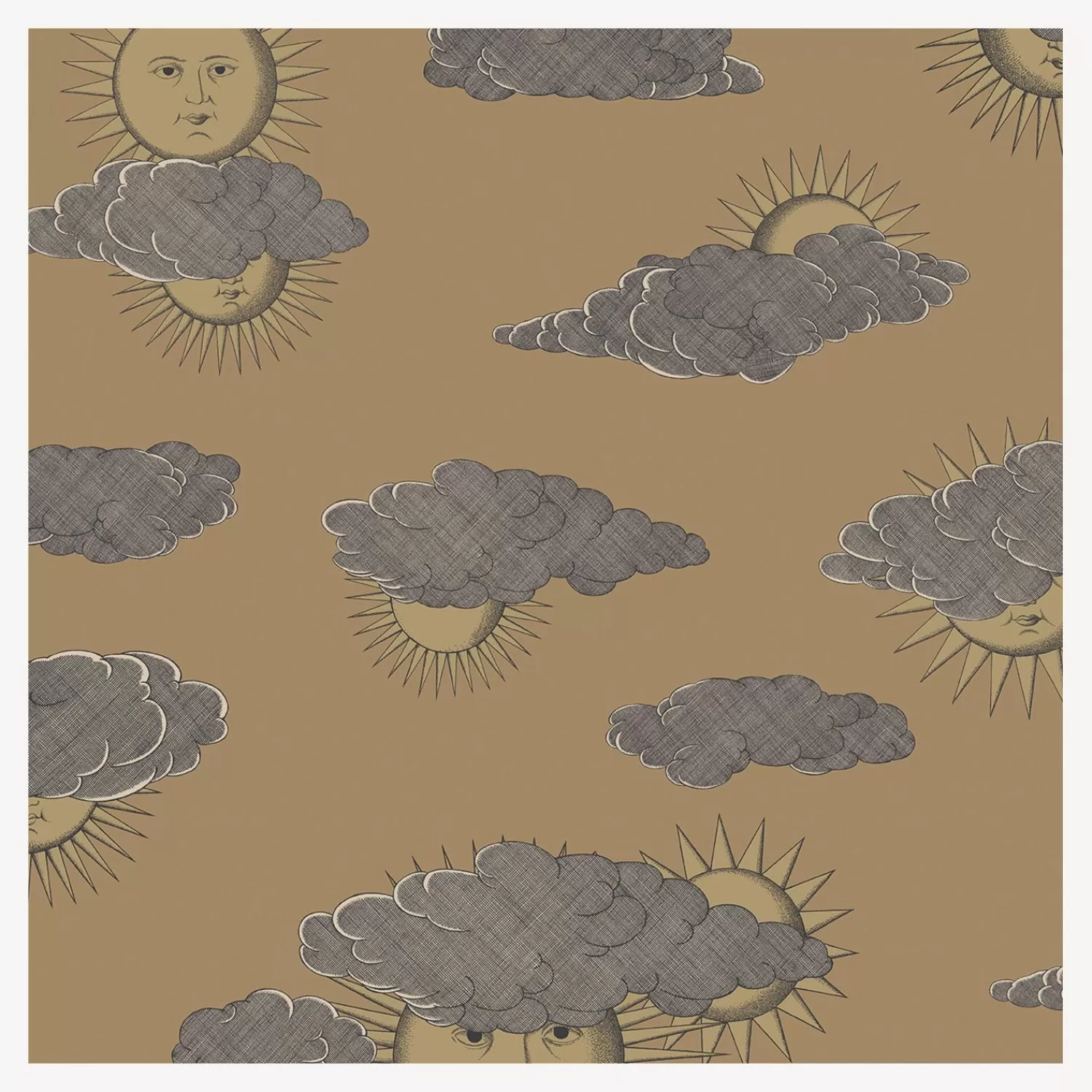 Wallpaper<Fornasetti Wallpaper Soli E Nuvole Gold On Gold