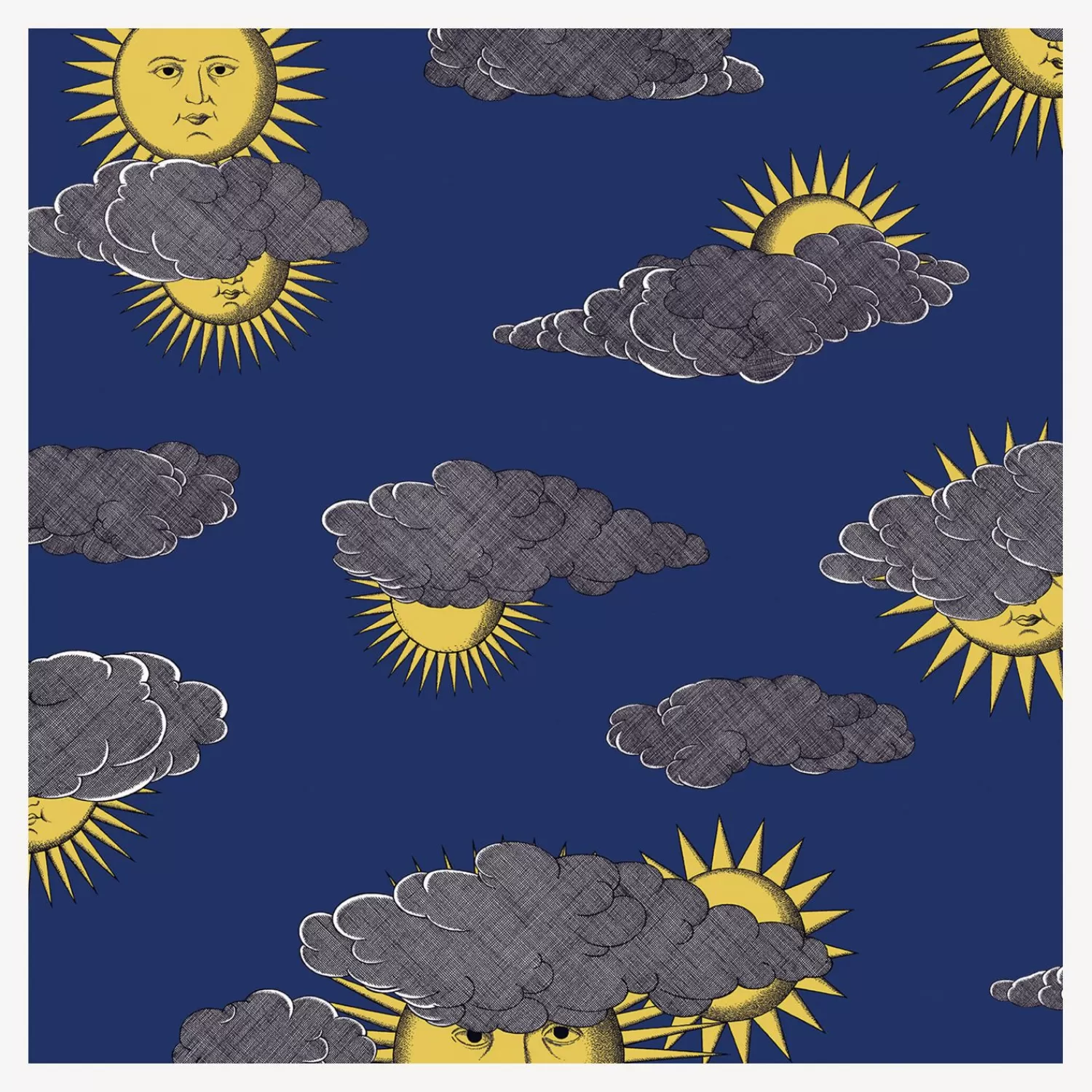 Wallpaper<Fornasetti Wallpaper Soli E Nuvole Yellow And Blue