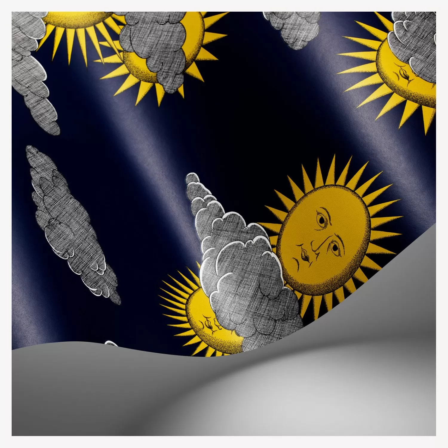 Wallpaper<Fornasetti Wallpaper Soli E Nuvole Yellow And Blue