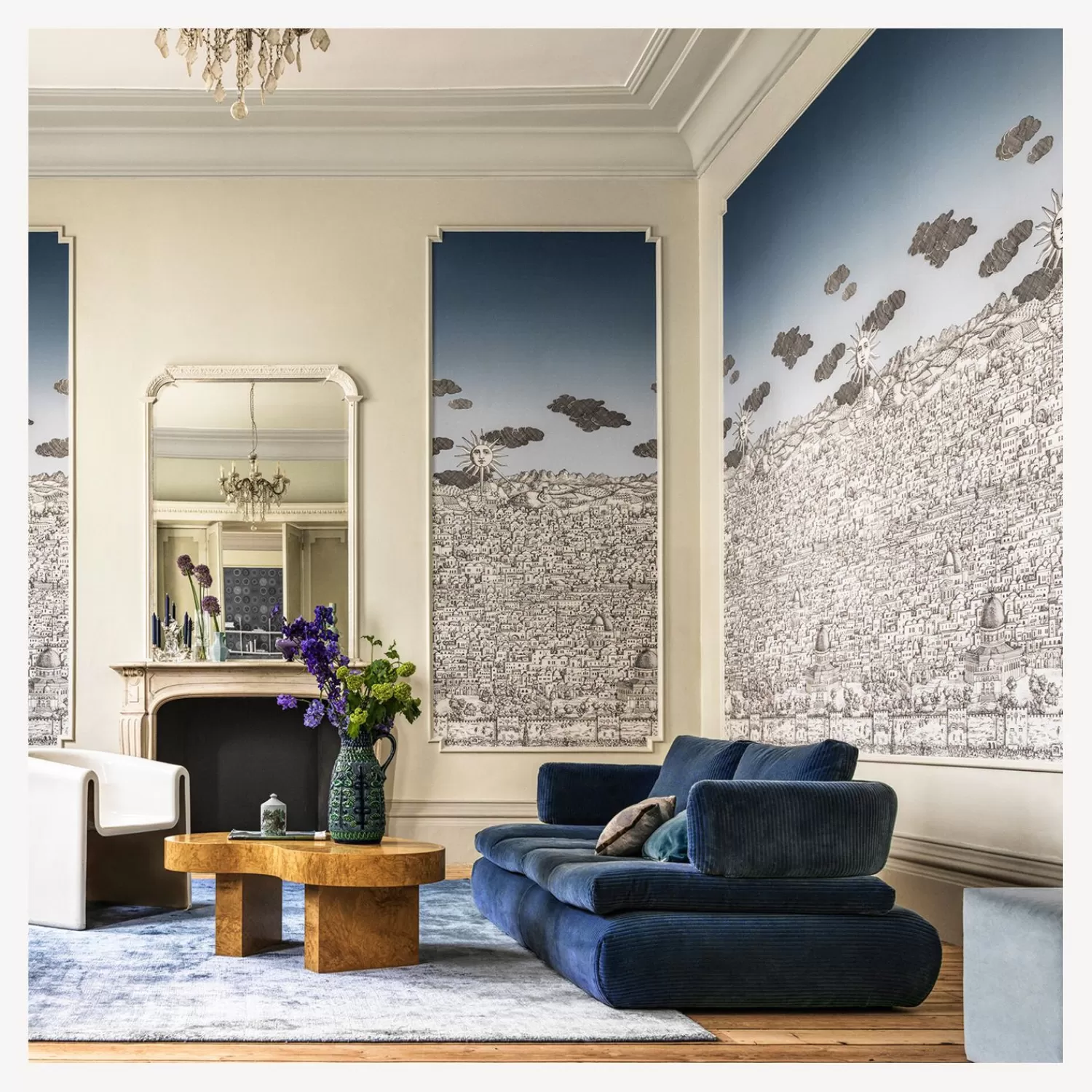 Wallpaper<Fornasetti Wallpaper Vista Mediterranea Blue Ombre Sky