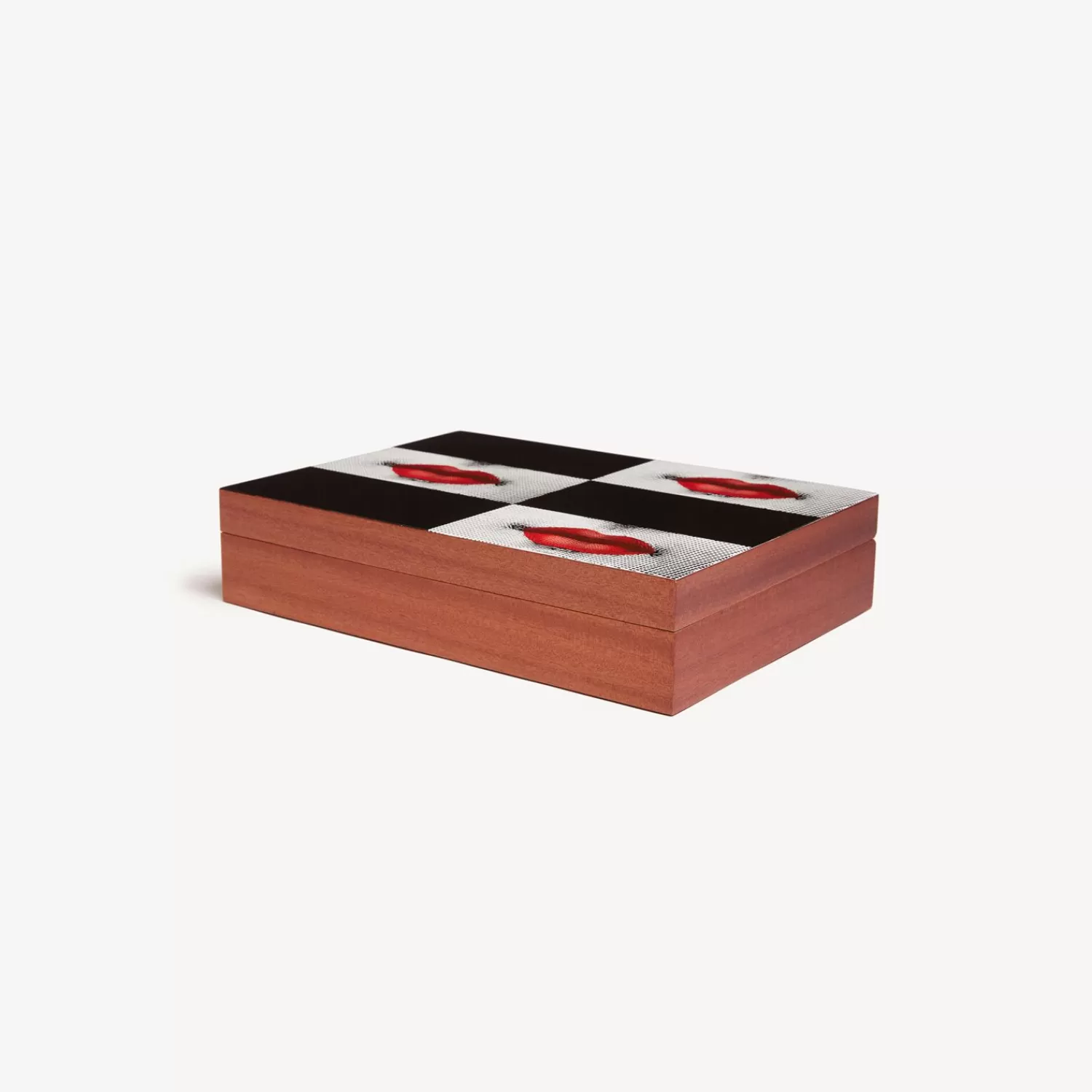 Glove Boxes<Fornasetti Wooden Box Kiss White/Black/Red